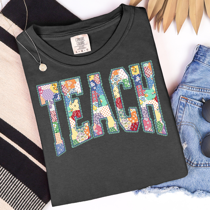 Teach Green Quilted Graphic Tee