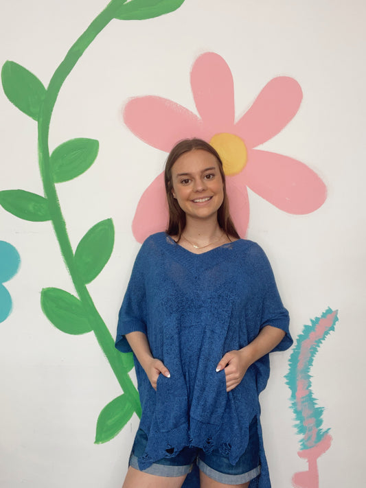 Beach Babe Sweater Top - Blue
