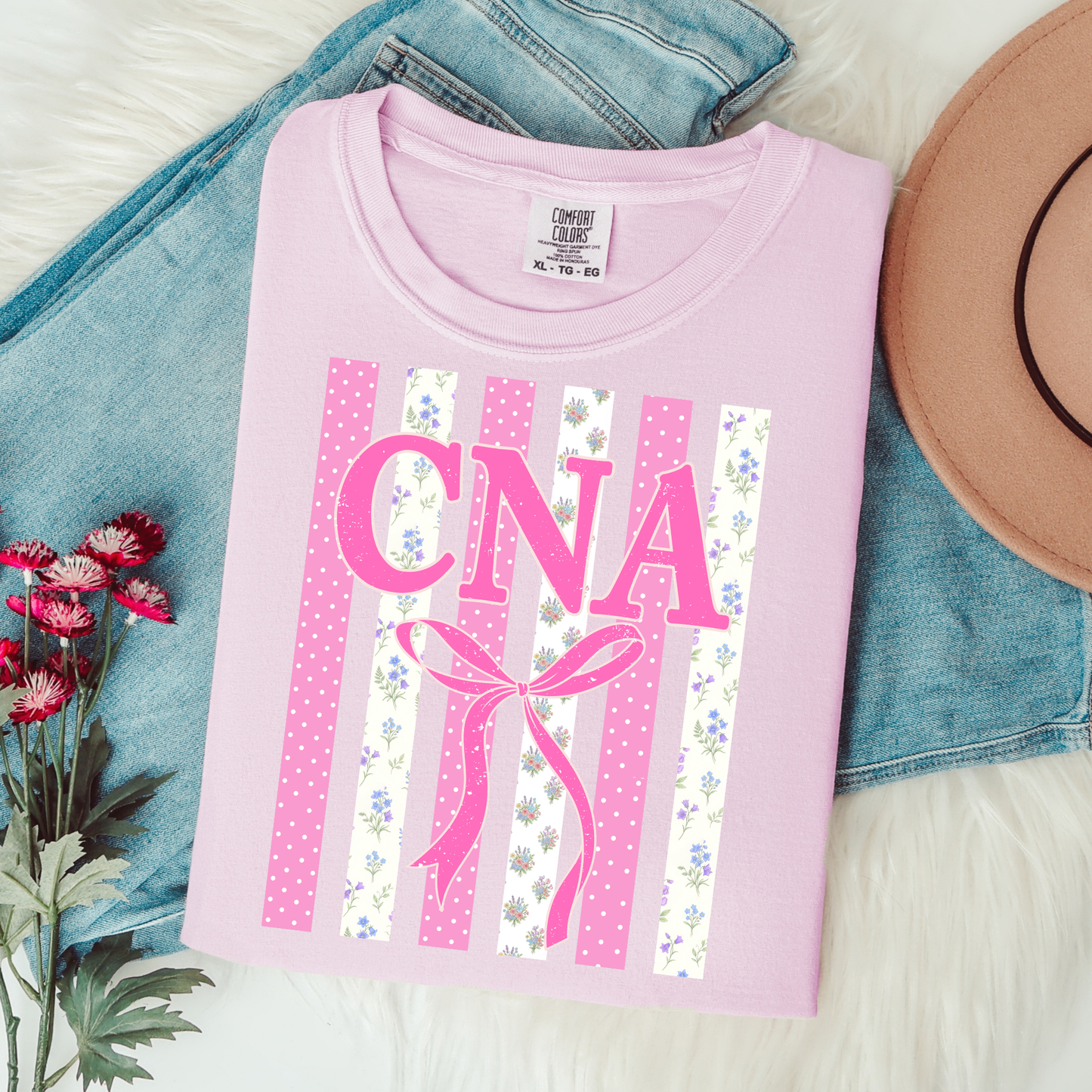 CNA Bow Floral Graphic Tee