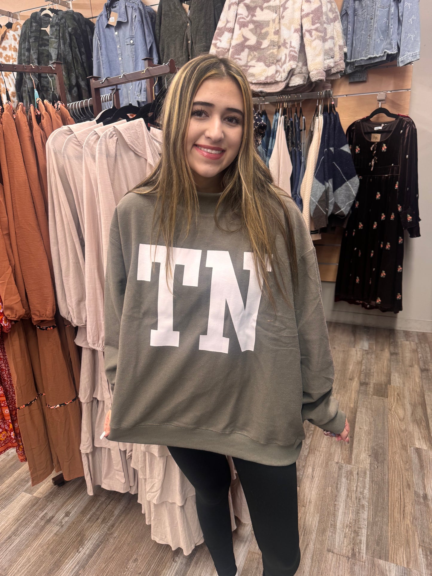 Tennessee/TN Reversible Olive Mock Neck Sweatshirt