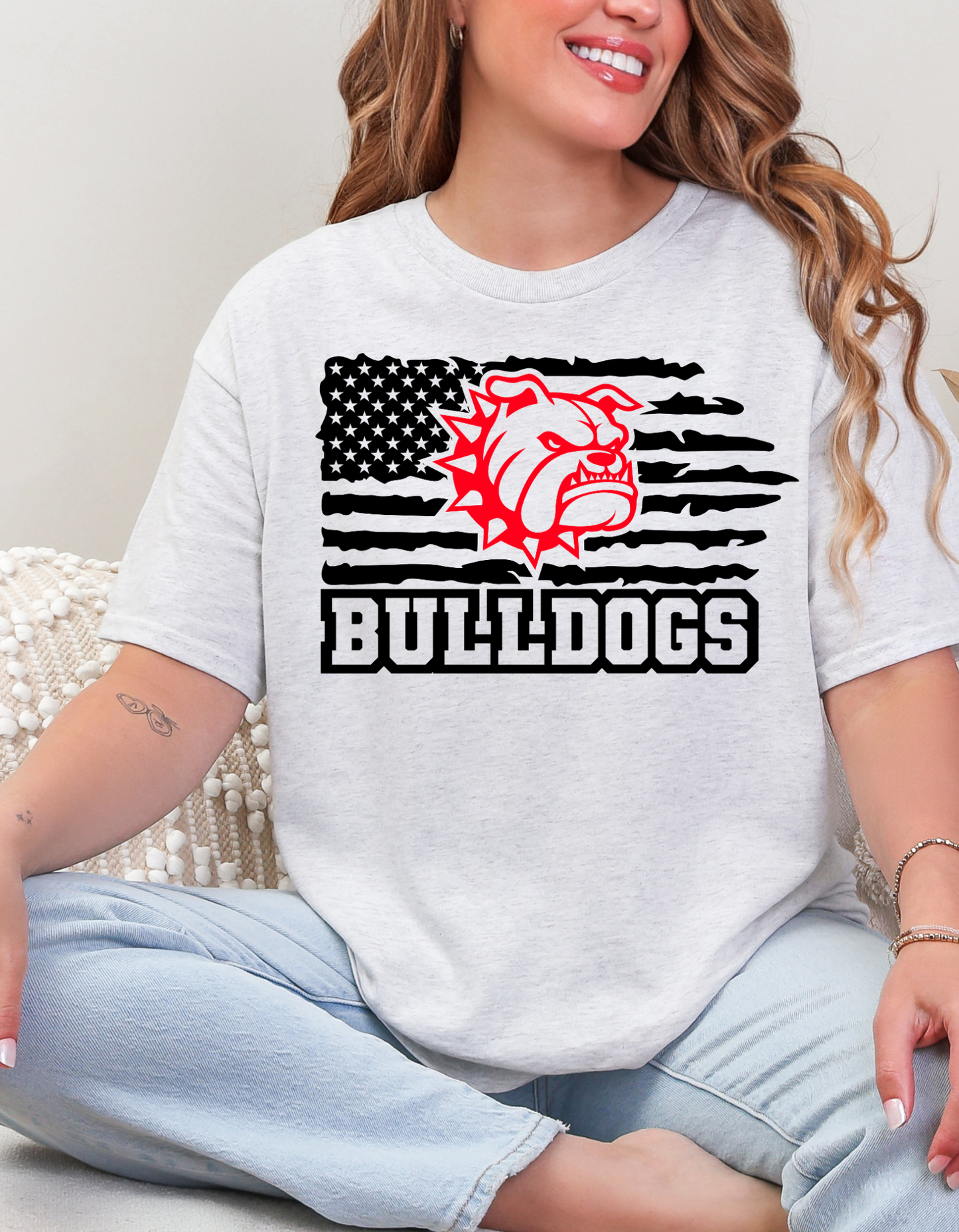 Bulldog and Flag Graphic Tee