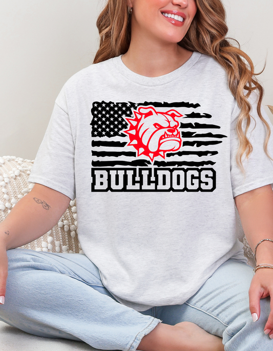 Bulldog and Flag Graphic Tee