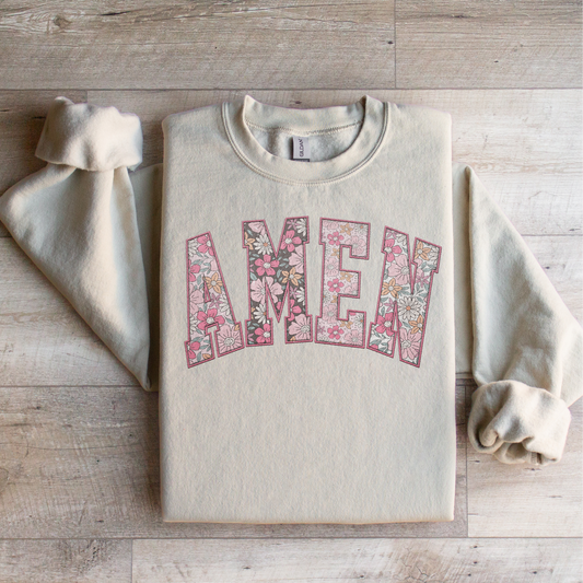 Pink Floral Amen Graphic Tee