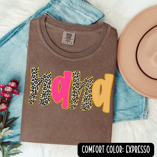 Cheetah & Neon Custom Name Graphic Tee