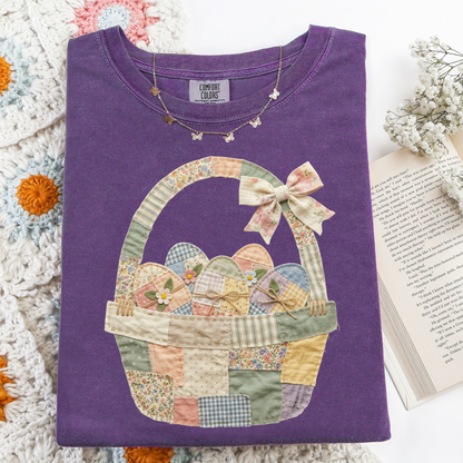 Easter Basket Quilted Look Graphic Tee
