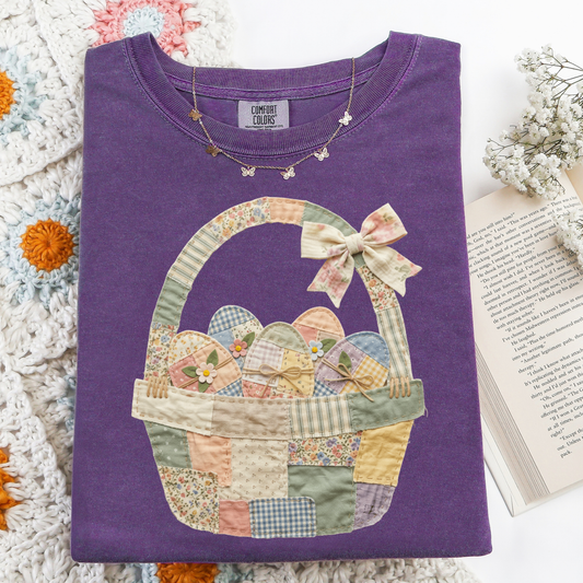 Easter Basket Quilted Look Graphic Tee