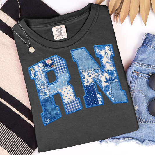 Nurse Bow Quilted Navy Graphic Tee