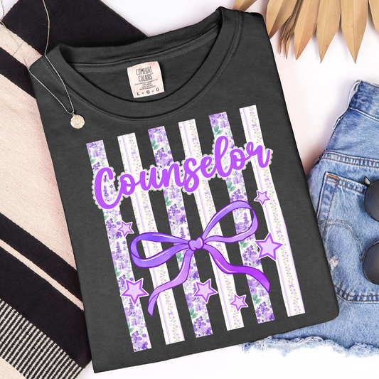 Counselor Purple Bow Graphic Tee