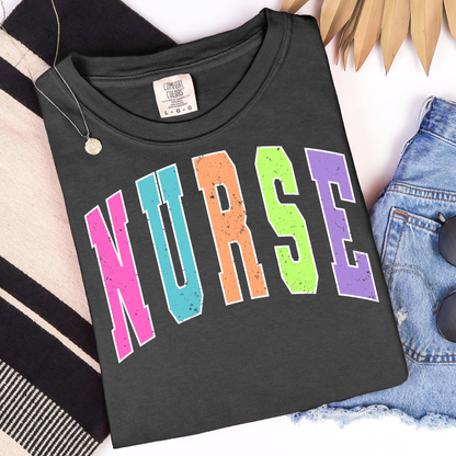 Rainbow Varsity Nurse Graphic Tee