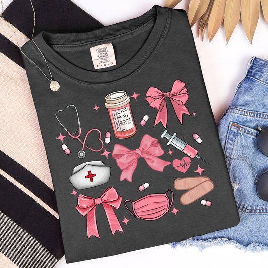 Pink Nurse Collage Graphic Tee