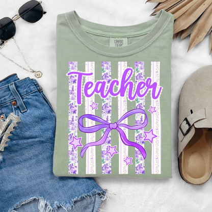 Teacher Purple Bow Graphic Tee