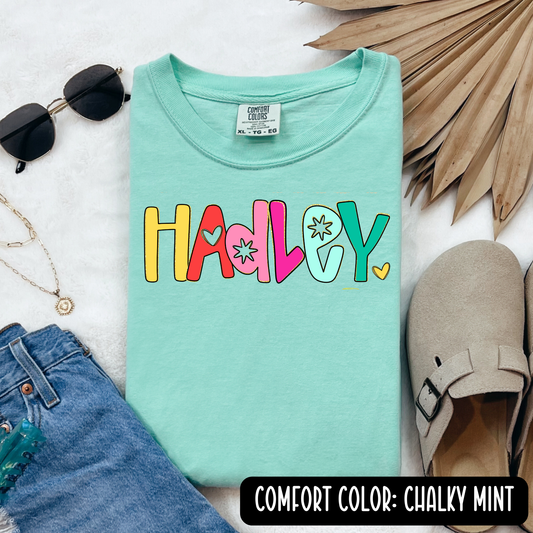 Happy Neon Custom Name Graphic Tee