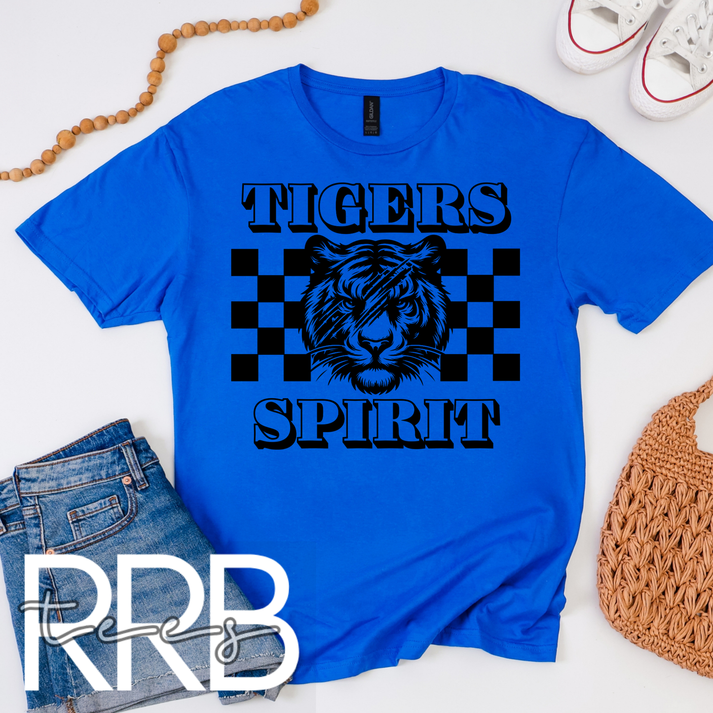 Tigers Spirit Checkered Graphic Tee