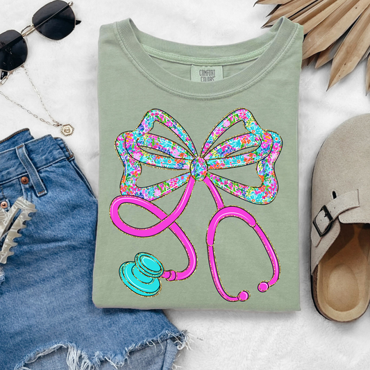 Floral Stethscope Graphic Tee