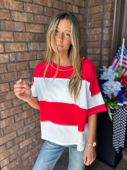 Not Today Striped Top - Red