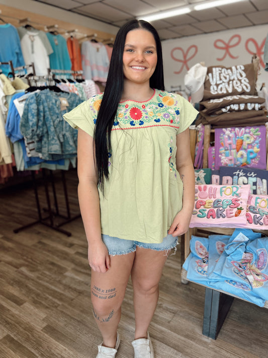 Meadow Must Floral Embroidered Top