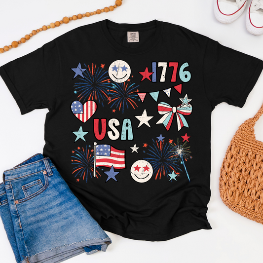 Fireworks & Smileys USA Graphic Tee