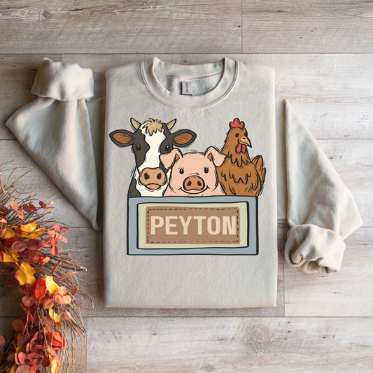 Farm Animals Graphic Tee - Custom Name
