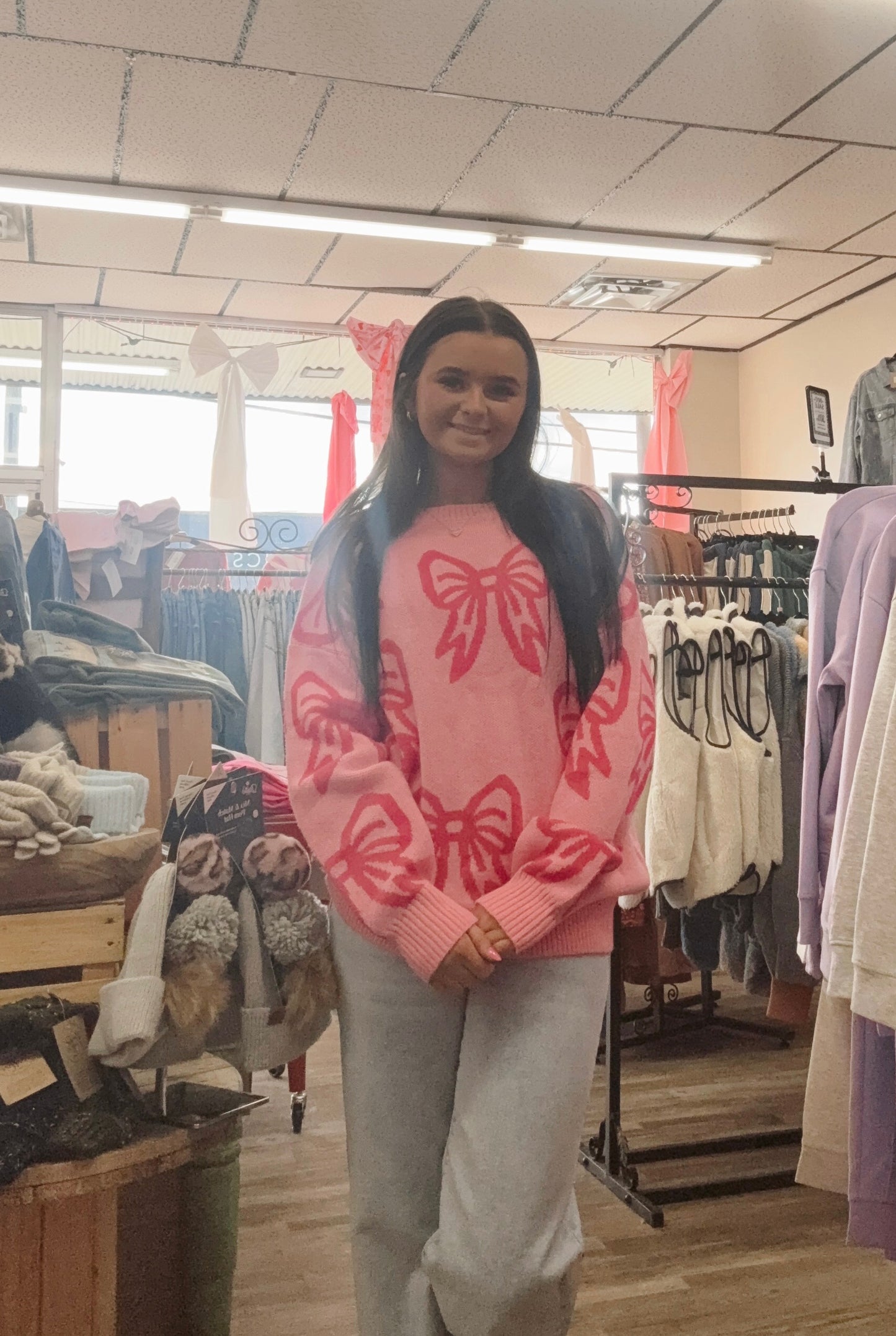 Wrapped in a Bow Pink Sweater