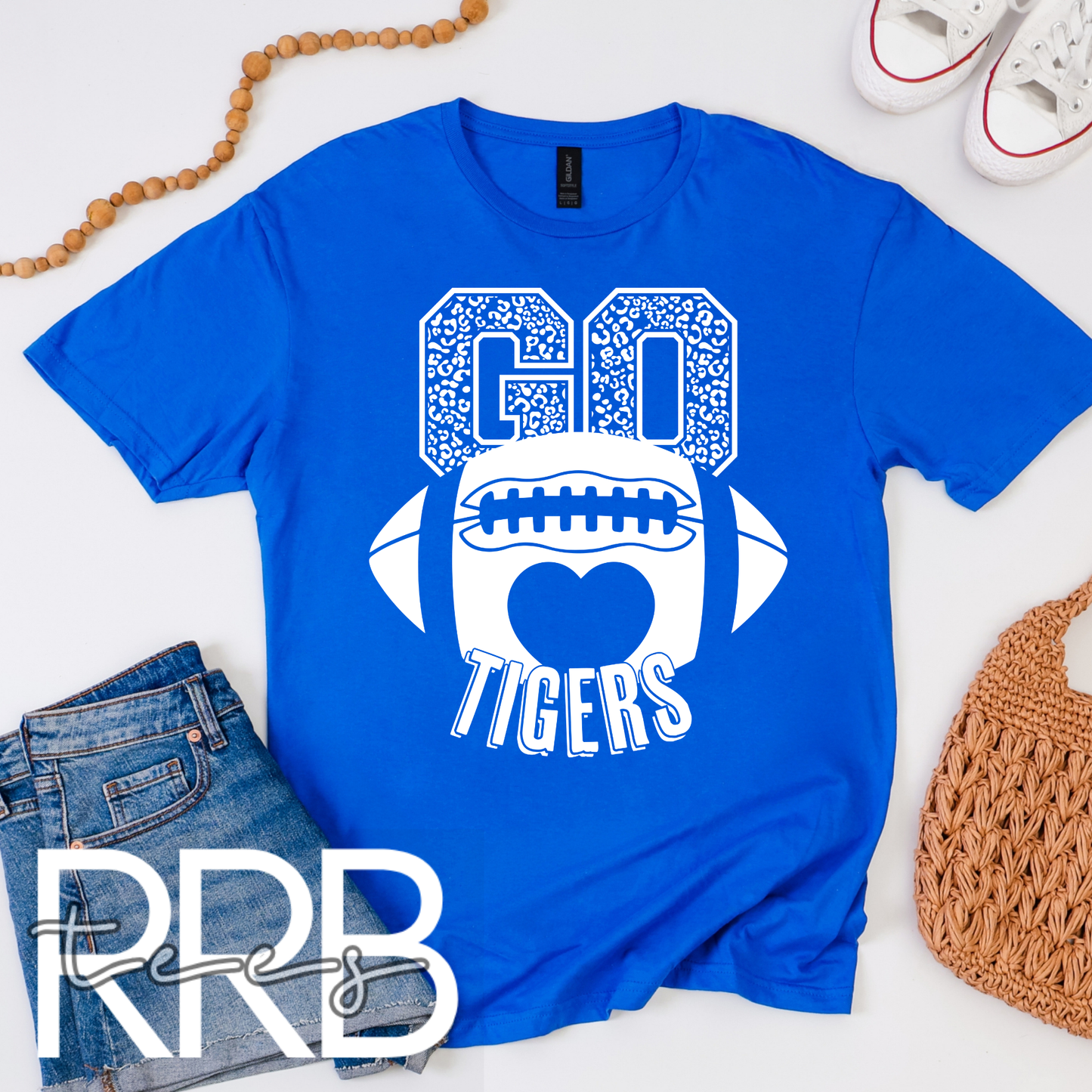 Go Tigers Football With Heart Graphic Tee