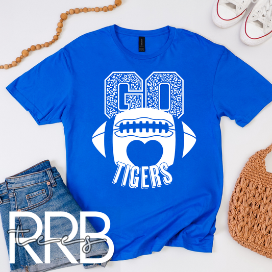 Go Tigers Football With Heart Graphic Tee