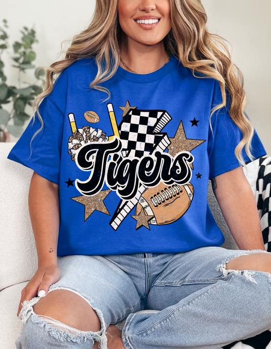 Tigers Football Collage Graphic Tee