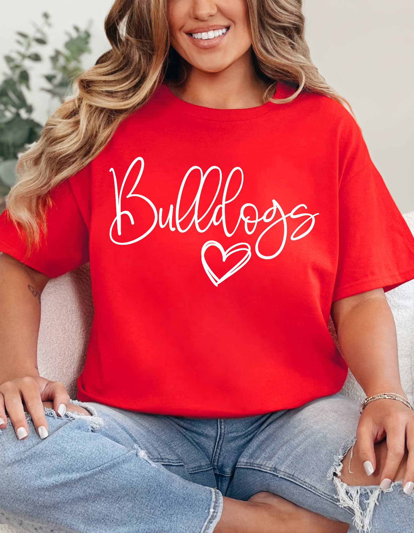 Bulldogs Cursive Heart Graphic Tee
