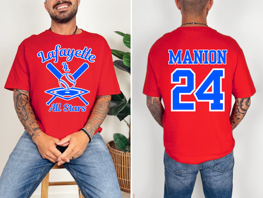 Lafayette Little League All Stars - LLL Logo Royal Blue Ink Red Shirt