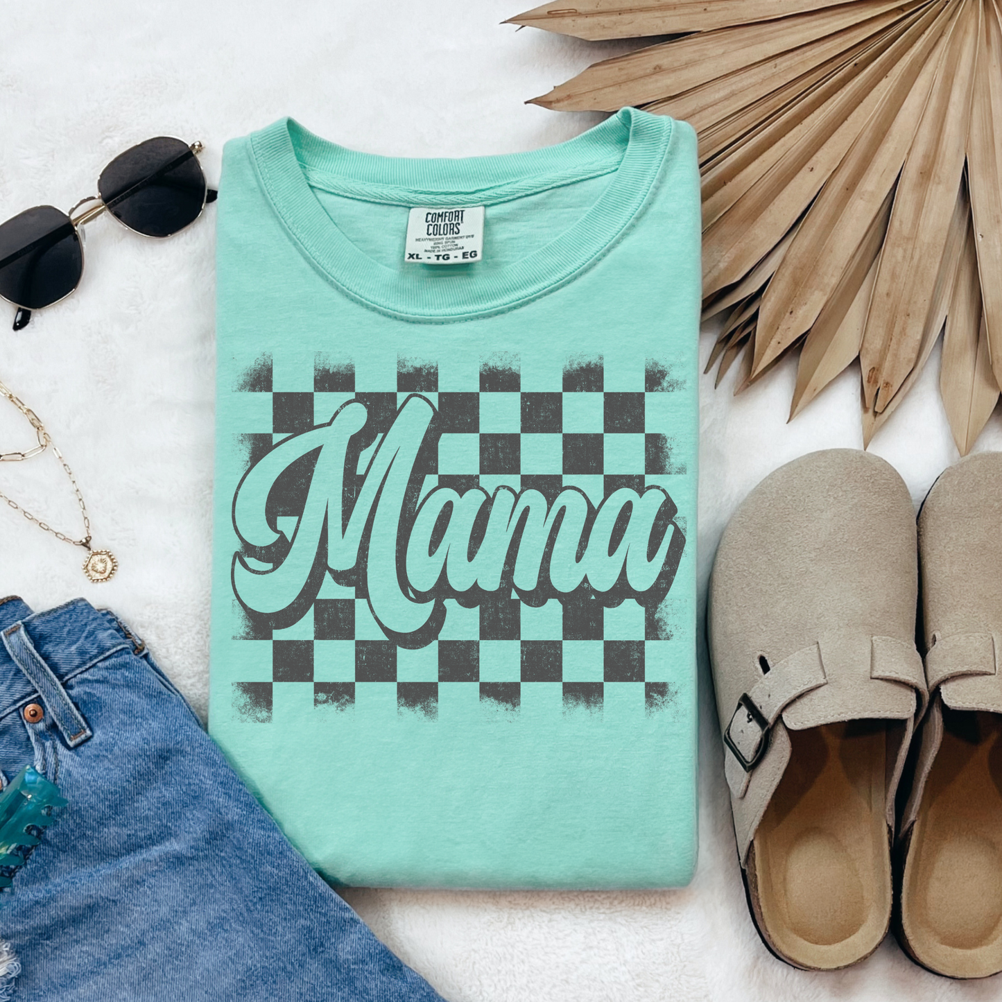 Mama Checkered Graphic Tee