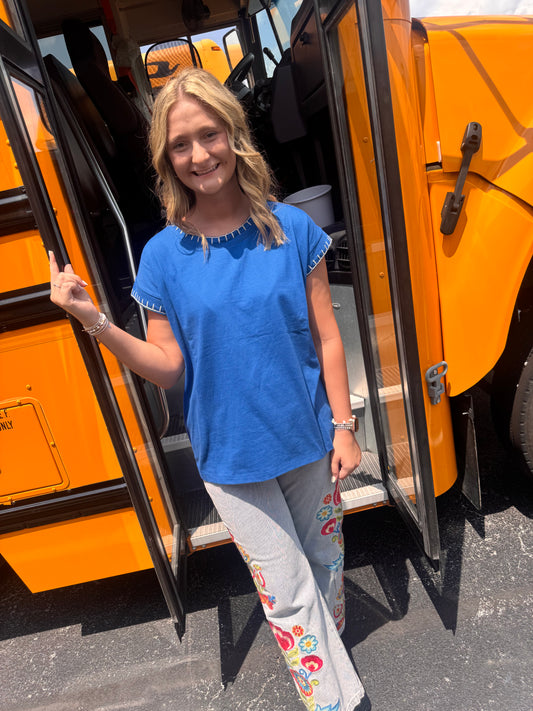Teachers Pet Top - Classic Blue
