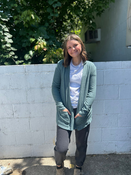 DOORBUSTER Cardigan - Ash Jade
