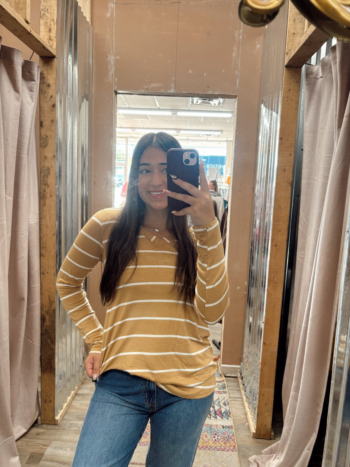 DB - Striped Long Sleeve Top Mustard