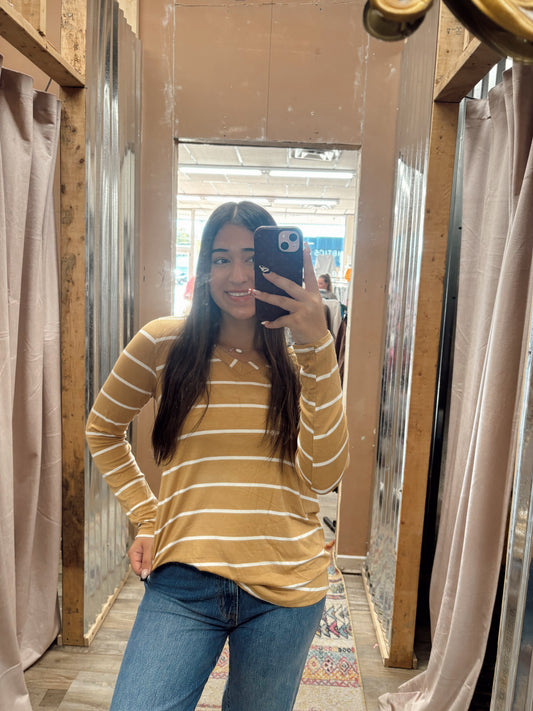 DB - Striped Long Sleeve Top Mustard