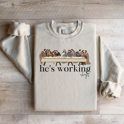 He's Working Always Last Supper Graphic Tee