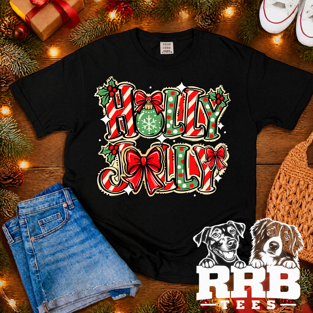 Holly Jolly Red & Green Graphic Tee