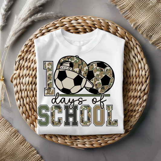 100 Days of School Soccer Camo Graphic Tee