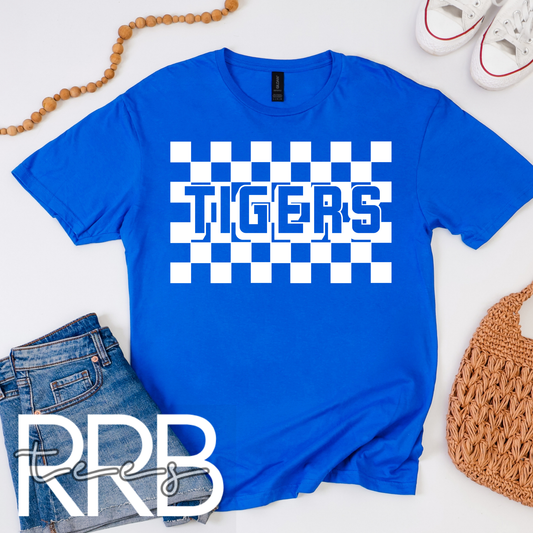 Checkered Block Tigers Graphic Tee