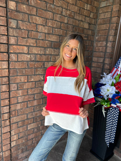 Not Today Striped Top - Red