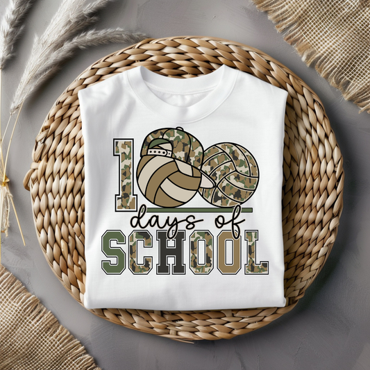 100 Days of School Volleyball Camo Graphic Tee