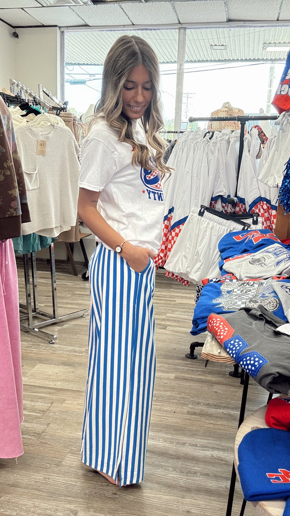 Gameday Striped Pants - Ocean