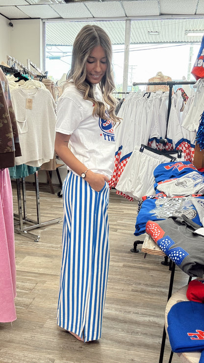 Gameday Striped Pants - Ocean