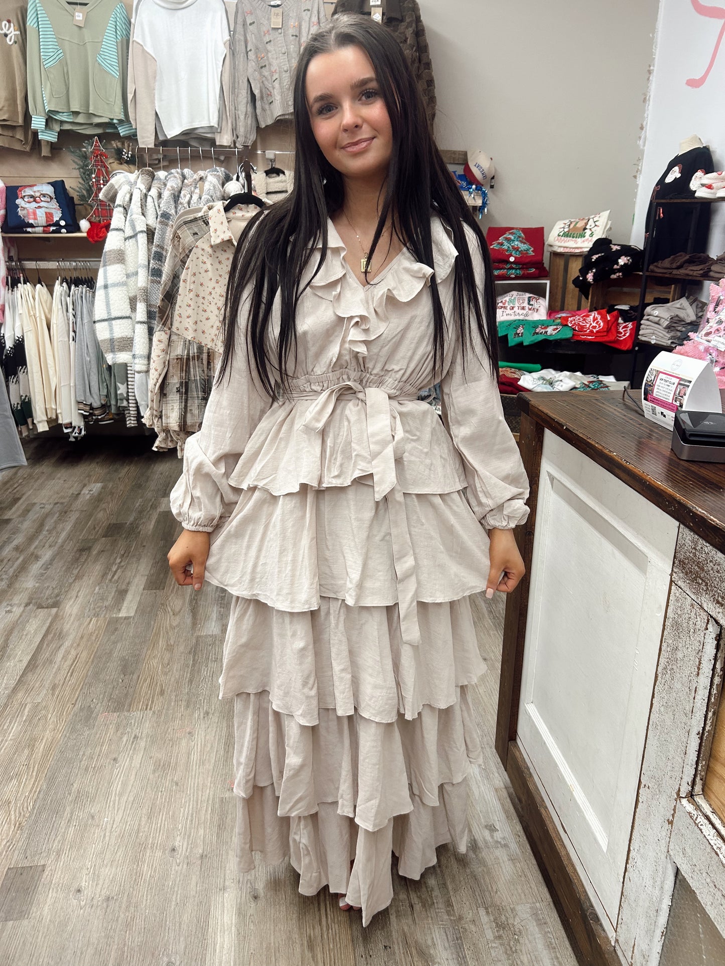 Blue Skies Ruffled Maxi Dress