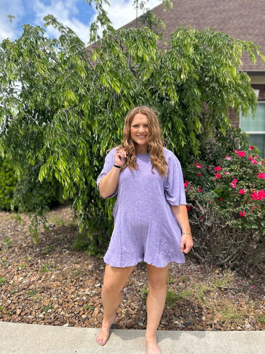 It's On Mineral Wash Romper - Lavender