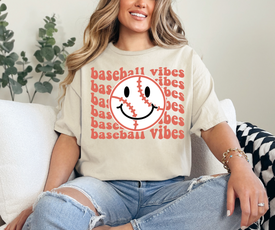 Baseball Vibes Smiley Graphic Tee - Youth