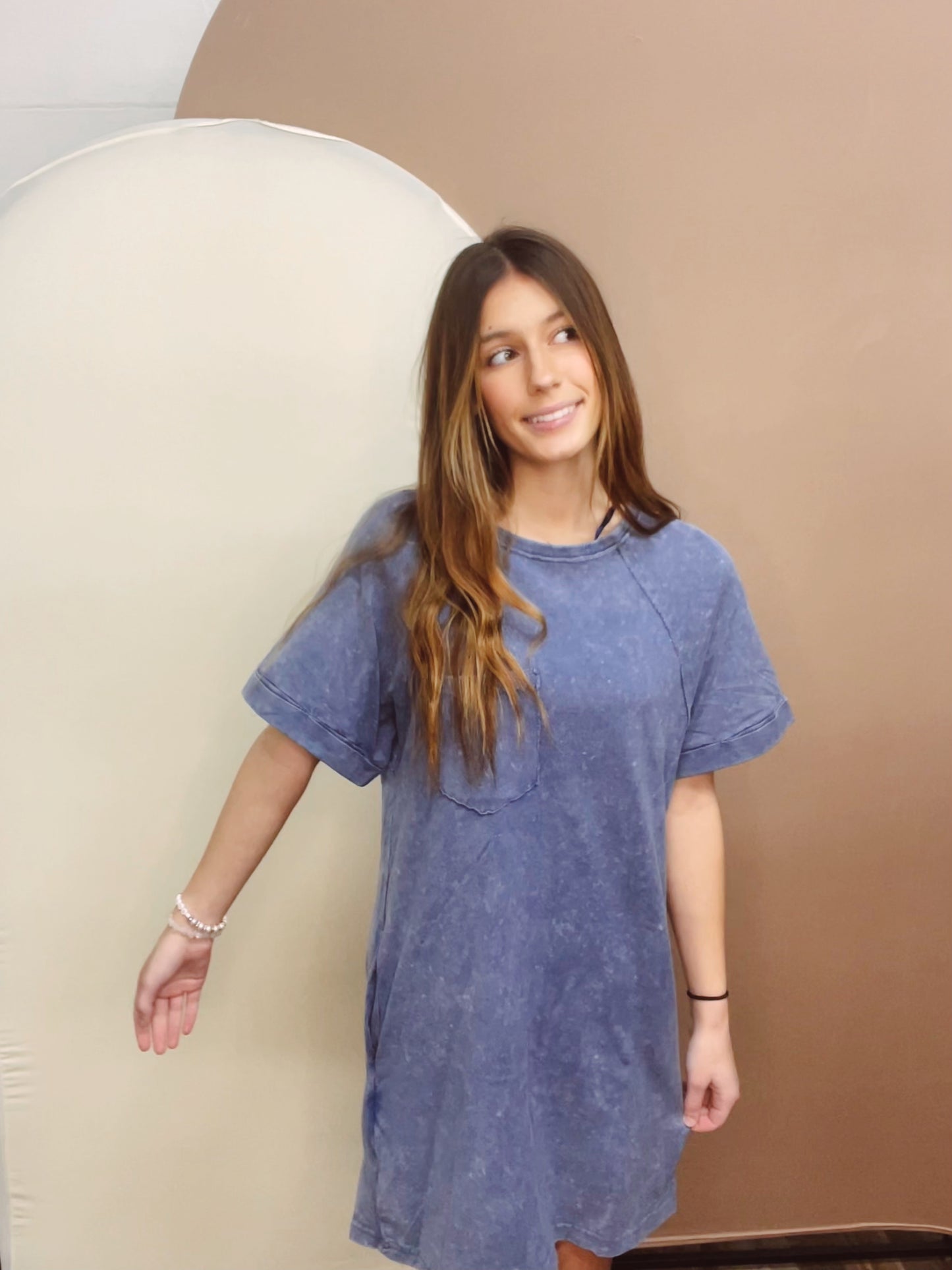 Happiness is You Acid Wash Dress - Denim