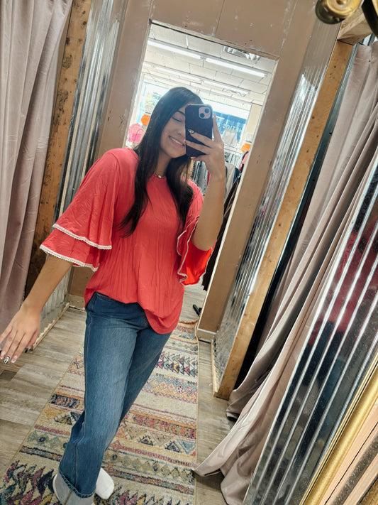 DB - Pink Lace Trim Crewneck