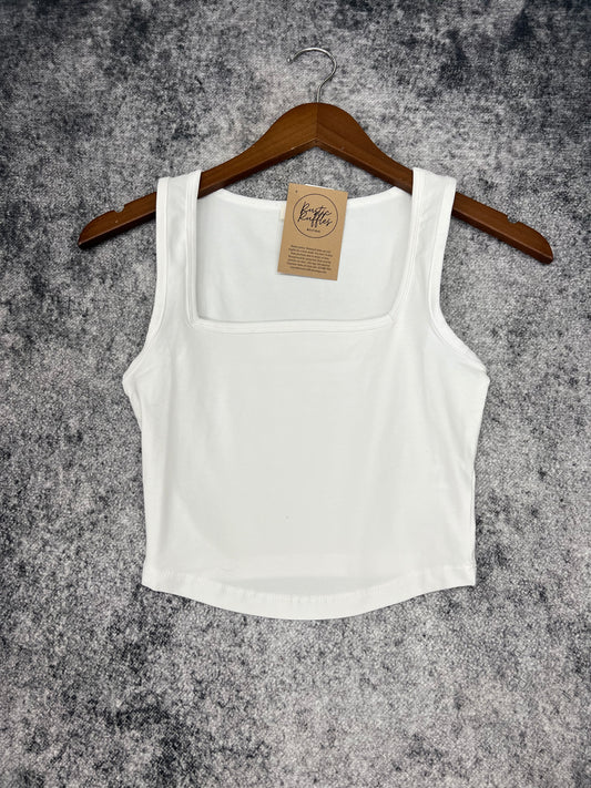 How Sweet Square Neck Cropped Tank Top - 17 Colors