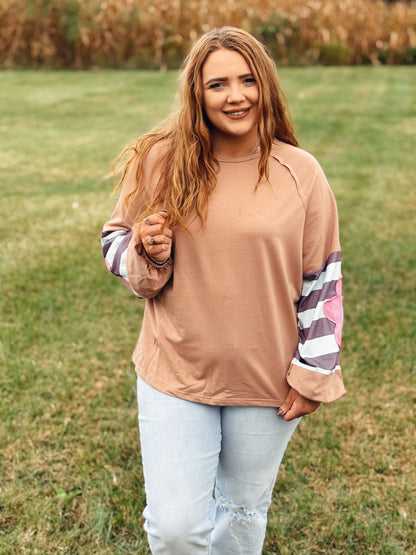 On My Way Patchwork Long Sleeve Top