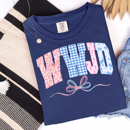 WWJD Gingham Mix Graphic Tee