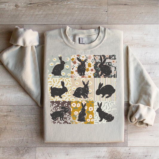 Bunny Floral Squares Graphic Tee